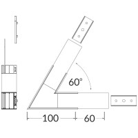 NUPHAR 02 SPOJKA 60 Spojovací komponent profilu, horizontální, 60°, materiál hliník+polykarbonát PC, povrch bílá/černá/elox, rozměry 100x60mm