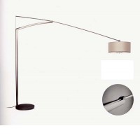 BALANCE Stojací lampa s vyloženým ramenem základna kov, povrch chrom lesk, nebo nikl mat, klobouk textil bílá, pro žárovku 3x70W, E27, 230V, IP20, h=2100mm, rameno 2600mm, stínítko d=500mm, stmívač na kabelu