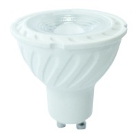 VT-247 LED žárovka GU10 LED žárovka bodová, těleso plast bílá, krycí plast transparentní, LED 6,5W, teplá 3000K, nebo neutrální 4000K, nebo denní 6400K, 480lm, GU10, vyzař. úhel 110°, 230V, tř.1, rozměry d=50mm, h=55mm