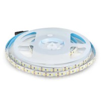 VT-5730 LED pásek, těleso plast, povrch bílá, 120LED/m, 20W/m, neutrální 4000K, 2000lm/m, vyzařovací úhel 120°, Ra80, 12V, dělení po 25mm, rozměry w=10mm, l=5000mm, cena za 1m