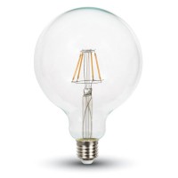 VT-287 LED žárovka E27 6W 806LM D=125MM LED žárovka, těleso kov šedostříbrná, krycí sklo čiré, LED 6W, teplá 2700K, 806lm, E27, 230V, rozměry d=125mm, h=177mm