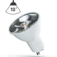 LED GU10 230V 6W 10° Světelný zdroj LED žárovka bodová, těleso plast bílá, LED 6W, teplá 3000K, neutrální 4000K, 480lm, GU10, ES50, vyzař. úhel 10°, Ra80, 230V, rozměry d=50mm, l=54mm