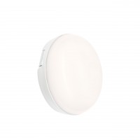FULO R 8W, IP54, IK10 Stropní, nebo nástěnné venkovní svítidlo, materiál plast bílá, difuzor plast opál, LED 8W, 940lm, neutrální 4000K, 230V, IP54, IK10, tř.2, rozměry d=140mm, h=48mm.