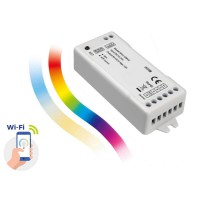 LED RGBW-CCT 5CH 5x2A, 12V/120W, 24V/240W Kontroler pro ovládání LED pásků, ovládání telefonem smart systém Tuya, Wifi, RGBW+CCT 5CH, nastavení teploty světla, stmívání, zap/vyp, 5x2A, 12V/120W, 24V/240W, IP20, rozměry 85x39x22mm