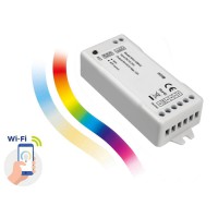 LED RGB-WW-CW CCT 5CH 5x2A, 12V/24V Tuya Kontroler pro ovládání LED pásků, ovládání telefonem smart systém Tuya, Wifi, RGBW+CCT 5CH, nastavení teploty světla, stmívání, zap/vyp, 5x2A, 12V/120W, 24V/240W, IP20, rozměry 85x39x22mm