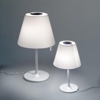 MELAMPO NOTTE Stolní lampa, těleso hliník, povrch šedostříbrná, nebo bronz, klobouk náklopný, povrch šedostříbrná, nebo bronz, pro žárovku 2x75W/E27, nebo 1x42W/E14, 230V, IP20, náklopné stínidlo, rozměry dle typu