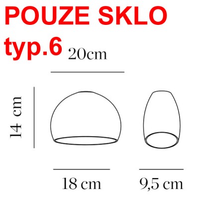 KOPELO SKLO TYP6 Stínítko typ.6 pro svítidlo KOPELO, materiál foukané sklo