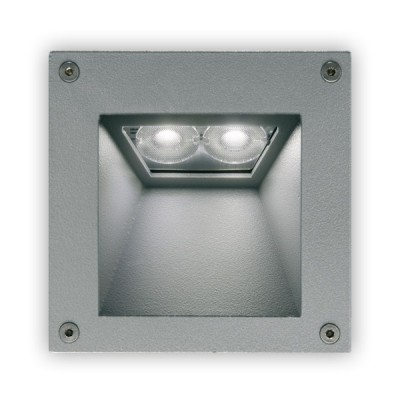 DRAGOS SMALL LED Svítidlo vestavné do stěny, těleso hliník, barva šedostříbrná, 2x1W LED 209lm, neutrální 4000K, 230V, IP54, IK08, 120x120x58mm, BEZ montážního boxu, svítí dolů