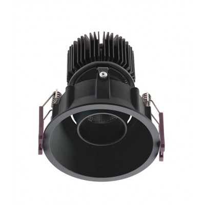 XARGO Vestavné bodové svítidlo, těleso hliník, povrch černá, LED 10W, 960lm, teplá 3000K, 230V, IP20, Ra90, tř.1, rozměry d=90mm, h=99mm.