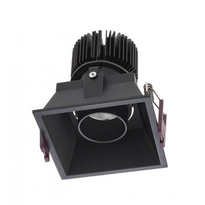 XARGO Vestavné bodové svítidlo, těleso hliník, povrch černá, LED 10W, 960lm, teplá 3000K, 230V, IP20, Ra90, tř.1, rozměry 90x90mm, h=99mm.