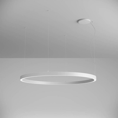 LEKONO LED závěsné Závěsné svítidlo, materiál hliník, povrch bílá, difuzor plast opál PC, LED 97W, 12716lm,  neutrální 4000K, 230V, IP20, tř.1, rozměry d=1540mm, vč lankového závěsu l=3000mm lze zkrátit