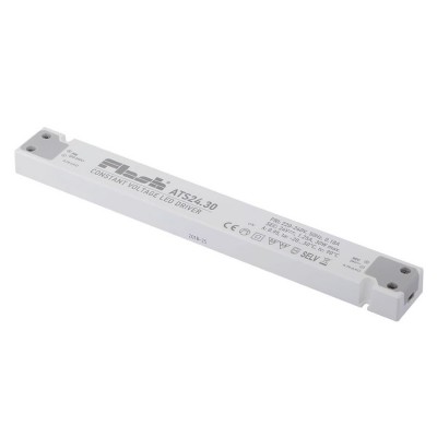 Zdroj pro LED 24V, 30W/45W Napájecí zdroj LED, napěťový, materiál polykarbonát, povrch bílá, vstuop 230V, výstup: 24V, 30W, 45W, IP20, tř.2, rozměry 16x30x251mm
