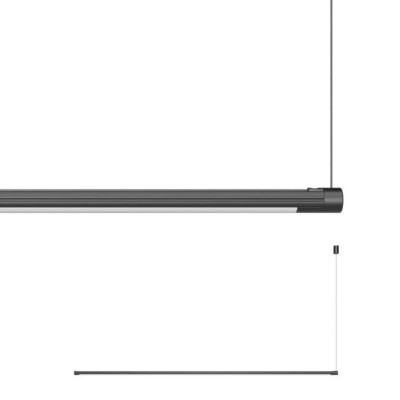 MIKADO HL 6,5W Závěsné svítidlo, základna a těleso hliník, povrch černá, difuzor plast opál, LED 6,5W, 489lm, teplá 3000K, Ra90, 24V, IP40, tř.3, rozměry d=16mm, l=1040mm, vč závěs lanka l=510mm, lze zkrátit.