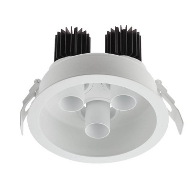 XDRILL Vestavné, trojbodové svítidlo, nastav směr sv, materiál hliník bílá, krycí plast transp, LED 3x9W, 1950lm, teplá 3000K, UGR<10, Ra90, 230V, IP20, tř.2, d=150mm, h=113mm, vč trafa