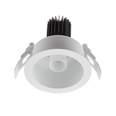 XDRILL Vestavné, bodové svítidlo, nastav směr sv, materiál hliník bílá, krycí plast transp, LED 9W, 630lm, teplá 2700K, UGR<10, vyzař. úhel 18°, Ra90, 230V, IP20, tř.2, d=105mm, h=112mm, vč trafa