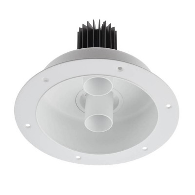 XDRILL Vestavné, dvoubodové svítidlo, nastav směr sv, materiál hliník bílá, krycí plast transp, LED 2x9W, 1260lm, teplá 2700K, UGR<10, Ra90, 230V, IP20, tř.2, d=160mm, h=112mm, vč trafa