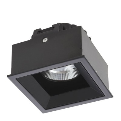 XDEEP Stropní, vestavné, komínkové, bodové, svítidlo, materiál hliník, povrch černá, krycí PMMA transparentní, LED 10,5W, 568lm, teplá 3000K, Ra90, 500mA, IP20, tř.3, 79x79x58mm, trafo samostatně