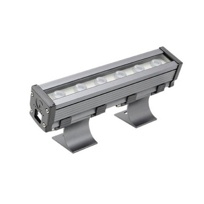 XFLOW Světlomet venkovní reflektor, materiál hliník, povrch stříbrná, krycí sklo tvrzené, LED 3x3W, RGB, UGR<16, 24V, IK08, IP65, vyzař. úhel 15°x60°, Ra80, tř.1+tř.3, 54x110x270mm, trafo samost