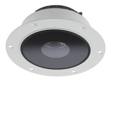 HELENS LED 13W, 1190lm Podhledové bodové bezrámečkové svítidlo, materiál hliník, povrch bílá nebo černá, difuzor sklo opál/černé s čirým kulatým středním prvkem, LED 13W, 1190lm, teplá 3000K, 230V, IP20, Ra90, tř.2, rozměry d=105mm, h=45mm.