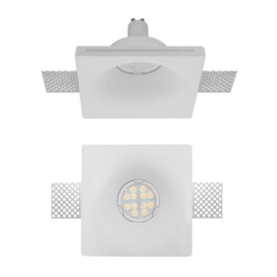 BOLETO 1x35W GU10 čtverec Stropní, podhledové, bezrámečkové, bodové svítidlo, materiál sádra, povrch bílá, pro žárovku 1x35W, GU10, ES50, 230V, IP20, tř.1, rozměry 130x130x105mm
