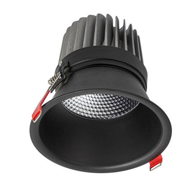 POTERTO LED Vestavné, bodové svítidlo, materiál hliník, povrch černá, LED 25W, 2530lm, teplá 2700K, UGR<17, vyzař. úhel 24°, Ra90, 230V, IP20, tř.2, rozměry d=128mm, h=130mm, vč trafa
