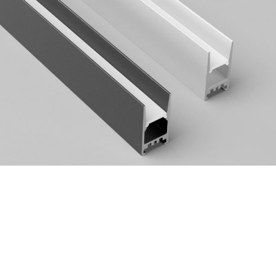 PRF profil Přisazený profil pro LED pásky, materiál hliník, difuzor plast opál, povrch bílá/černá, rozměry 15,5x30mm, délka l=3m.