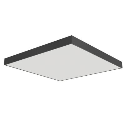 XPILL Stropní/závěsné svítidlo, materiál hliník černá, difuzor plast opál, LED 80W, 9590lm, teplá 3000K, Ra80, 230V, IP20, tř.1, 800x800x69mm, závěs samostatně