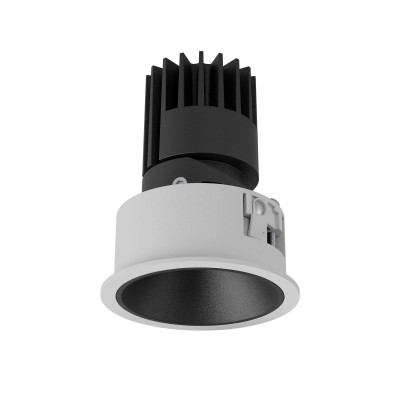 MISOT R 10W IP40 Podhledové bodové svítidlo, výklopné 30°, materiál hliník, povrch vnitřní černá, rámeček bílá, LED 10W, 1350lm, teplá 3000K, Ra90, vyzař úhel 36°, 230V, IP40, tř.2, rozměry d=74mm, h=97mm.