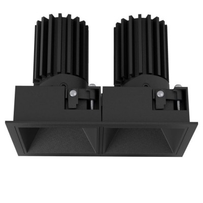 MISOT SQ 2x10W IP40 Podhledové bodové, komínkové svítidlo, výklopné 30°, materiál hliník, povrch vnitřní černá, rámeček černá/bílá, LED 2x10W, 2x1350lm, teplá 3000K, Ra90, vyzař úhel 36°, 230V, IP40, tř.2, rozměry 138x73x97mm.