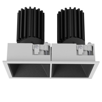 MISOT SQ 2x10W IP40 Podhledové bodové svítidlo, výklopné 30°, materiál hliník, povrch vnitřní černá, rámeček bílá, LED 2x10W, 2x1350lm, teplá 3000K, Ra90, vyzař úhel 36°, 230V, IP40, tř.2, rozměry 138x73x97mm.