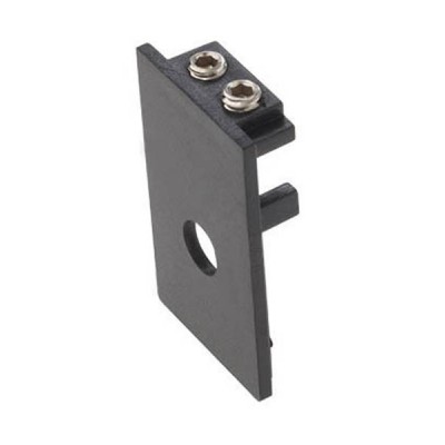 XCLICK S Koncová záslepka lištového systému, těleso plast, povrch černá, rozměry 39x19x7mm, s otvorem pro napájecí kabel
