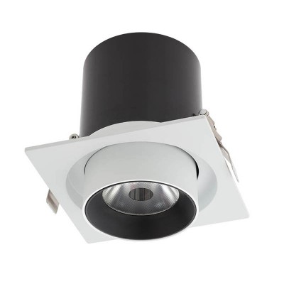 JELOPA LED Vestavné, bodové, komínkové svítidlo, výklopné +-90°, materiál hliník, povrch bílá, LED 25W, 3640lm, neutrální 4000K, UGR<10, vyzař. úhel 38°, Ra90, 230V, IP20, tř.2, 130x130x110mm, vč trafa