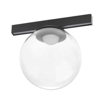 XTRIM S GLOB 6W Svítidlo do 3F lišty,základna hliník, povrch černá, dif plast opál, kryt sklo čiré, LED 6W, 650lm, teplá 3000K, Ra90, 48V, IP20, tř.3, rozměry tělesa: 203x24x14,6mm, hlavice: d=150mm.