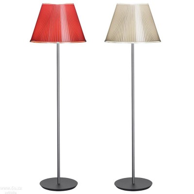 CHOOSE TERRA Stojací lampa, základna kov, povrch šedostříbrná, stínítko dle typu nastavitelný sklon, pergamen přírodní, nebo červený + plast čirý, pro žárovklu, 230V, IP20, tř.2, d=358mm, l=1400mm