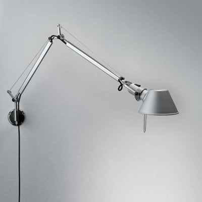 TOLOMEO MICRO PARETE Těleso lampy těleso hliník, povrch elox hliník, pro žárovku 1x60W, E14, 230V, IP20, ramena cca 2x cca 300mm, celková délka 740mm, kabel 2m s vyp, bez nástěnného úchytu