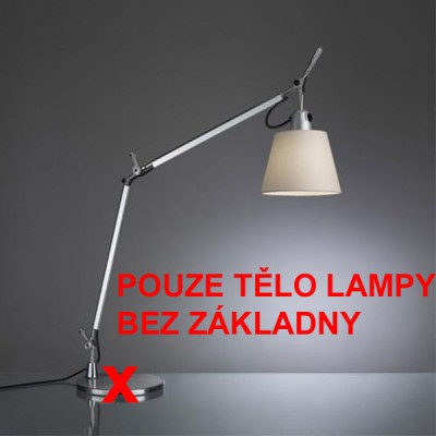 TOLOMEO BASCULANTE Stolní lampa, těleso hliník leštěný, včetně stínítka pergamen, nebo textil šedý průsvit satin, pro žárovku 1x70W, E27, 230V, IP20, dvě ramena, rozměry h=750mm, l=max.1080mm, ZÁKLADNA NENÍ SOUČÁSTÍ BALENÍ, DODÁVÁ SE SAMOSTATNĚ