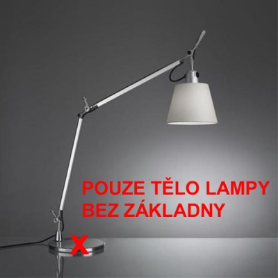 TOLOMEO BASCULANTE Stolní lampa, těleso hliník, povrch leštěný, vč stínítka šedý průsvitný satinovaný textil, pro žárovku 1x70W, E27, 230V, IP20, stínítko d=180mm, dvě ramena, h=750mm, l=1080mm, základna SAMOSTATNĚ