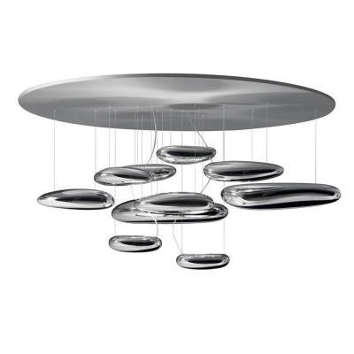 MERCURY SOFFITTO LED Stropní, přisazené svítidlo, základna nerez, oblázky povrch chrom lesk, LED 2x29W, teplá 3000K, 2x2330lm/cca 2x120W žár., 230V, IP20, tř.1, d=1100mm, h=600mm, svítí +nahoru