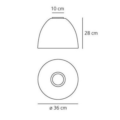 NUR MINI GLOSS Stropní, přisazené svítidlo, těleso hliník a polykarbonát, černá lesk, pro žárovku 1x150W, E27, 230V, IP20, d=360mm, h=280mm