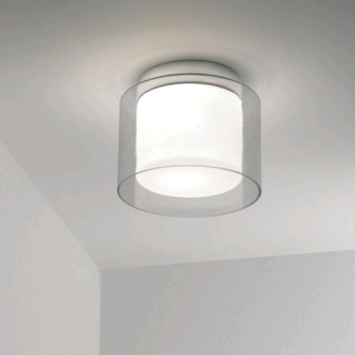 ZORRA STROPNÍ DO KOUPELNY Stropní stropní svítidlo, základna kov, povrch chrom lesk, difuzor sklo opál, kryt sklo transparentní, pro žárovku 60W, E27, 230V, do koupelny IP44, tř.2, rozměry d=230mm, h=191mm