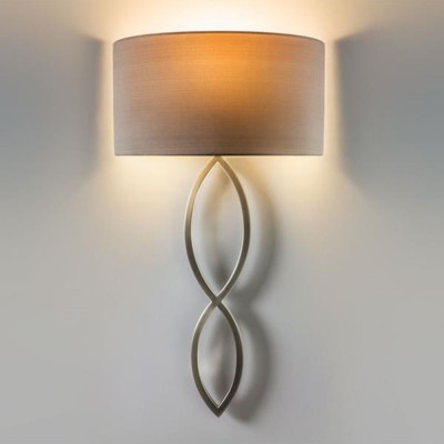 CASERTA Nástěnné svítidlo, materiál kov, povrch nikl mat, dekorace propletenců, pro žárovku 60W, E27, 230V, IP20, tř.3, d=130mm, h=590mm, STÍNÍTKO SAMOSTATNĚ