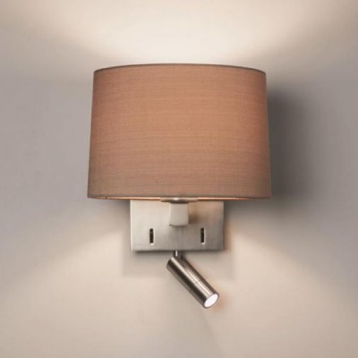 AZUMI LED Nástěnné svítidlo s nastav bodovkou, základna kov, povrch nikl mat, imitace opotřebení, pro žárovku 60W, E27 + LED 1W, 230V, IP20, tř.1, d=209mm, h=120mm, vč. vypínače, vč. trafa, STÍNÍTKO SA