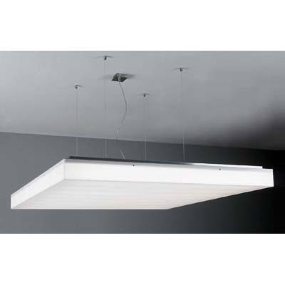 AQUARO O Závěsné svítidlo, základna nerez, difuzor plexi bílá opál, pro zářivku 6x39W/8x54W, G5, 230V, IP20, rozměry dle typu, lankový závěs l=1500mm, lze zkrátit