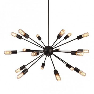 MERKUR 18x60W,E27 Závěsné stropní svítidlo, základna kov, paprsky kov, barva černá, pro žárovku 18x60W,E27, 230V, IP20, rozměry: d=790mm, l=2040mm, lze zkrátit