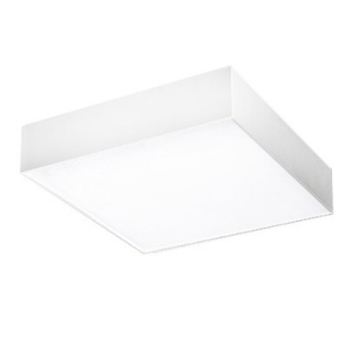 MONZA S Stropní, přisazené, čtvercové svítidlo, základna hliník, povrch bílá, difuzor akryl plast opál, LED 50W, 4200lm, teplá 3000K, 230V, IP20, tř.1, rozměry 400x400x55mm