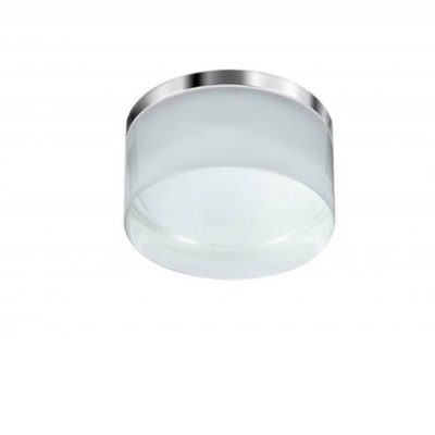 LINZ Stropní vestavné svítidlo, těleso kov, povrch chrom, difuzor plast opál, LED 5W, 420lm, teplá 3000K, 230V, zvýšené krytí IP44, tř.1., rozměry d=70mm, h=52mm.