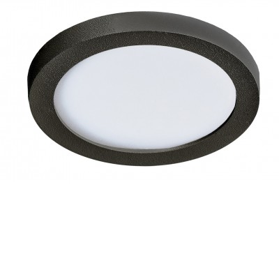 SLIM Vestavné stropní svítidlo, materiál kov a hliník, povrch černá, difuzor plast opál, LED 12W, 1000lm, teplá 3000K, IP44, Ra90, rozměry d=145mm, h=20mm.