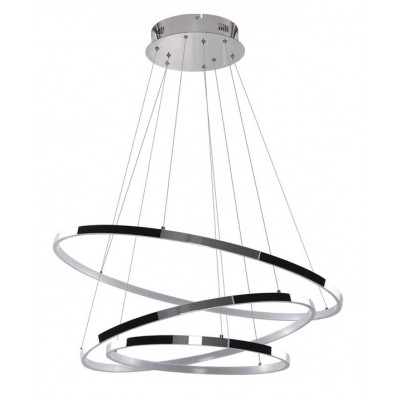 HASTAM 80W DIMM Závěsné svítidlo, těleso kov, povrch chrom, difuzor plast opál, LED 80W, 4800lm, teplá 3000K, stmív vypínačem, 230V, IP20, rozměry d=750mm, vč závěs lanka l=1600mm, lze zkrátit.