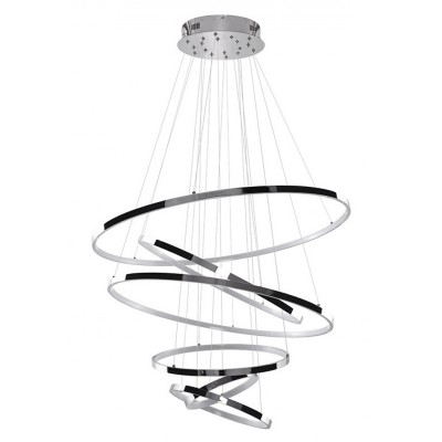 HASTAM 140W DIMM Závěsné svítidlo, těleso kov, povrch chrom, difuzor plast opál, LED 140W, 8400lm, teplá 3000K, stmív vypínačem, 230V, IP20, rozměry d=850mm, vč závěs lanka l=3100mm, lze zkrátit.