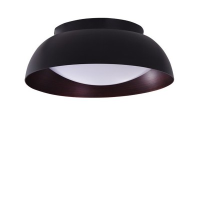 LENOX Stropní svítidlo, těleso hliník, povrch vně černá, vnitř měď, dif plast opál, LED 24W, 1720lm, dálk. ovl. lze nastavit teplotu CCT teplá 2600K-denní 6000K, RGBW, stmív, 230V, IP20, d=400mm, h=150mm.